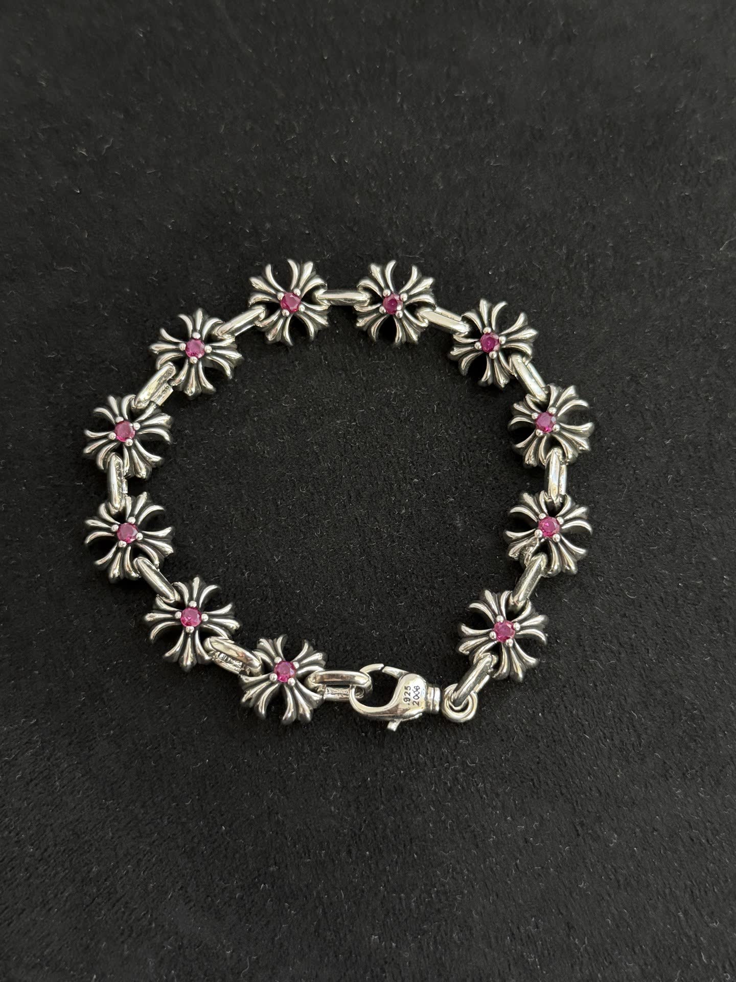 Chrome Hearts Elegant Gold and Silver Flower Bracelets with Ruby Stones